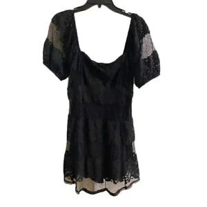 Free People Be‎ Your Baby Black Lace Mini Dress Medium